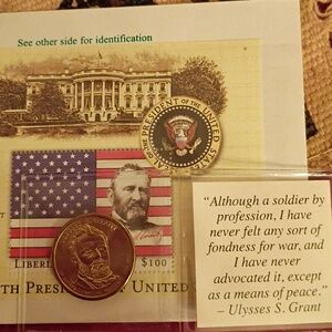 Ulysses S. Grant $1 Coin w/ Stamp Collection & $100 Liberia Stamp